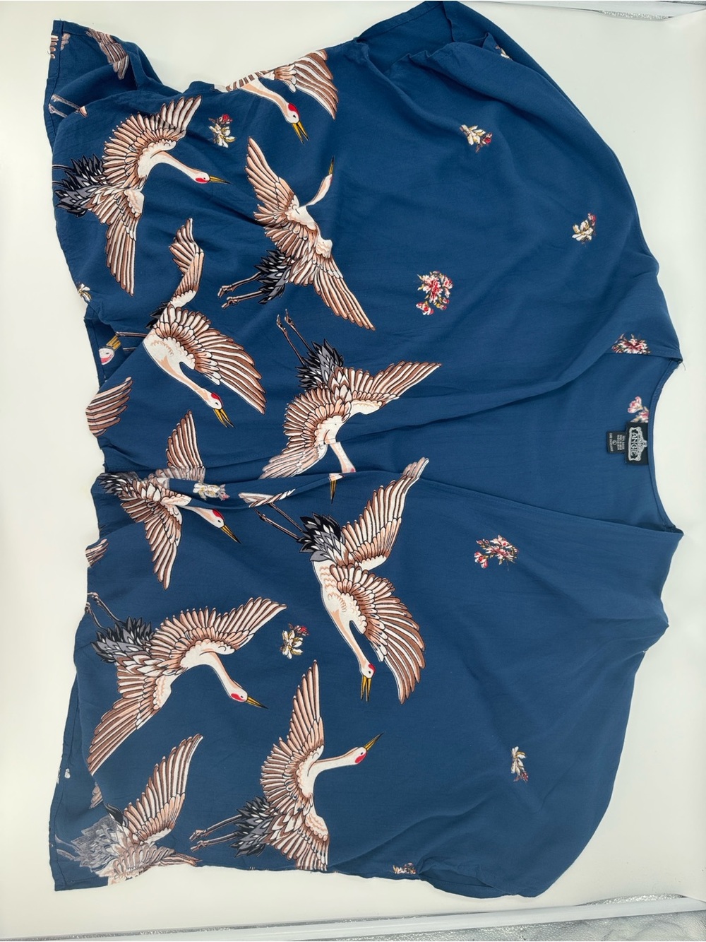 Angie Blue Crane-Print Women’s Vest Size L